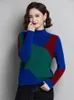 Women's Sweaters XJXKS Fashion Geometric Pattern Turtleneck Sweater Autumn And Winter Latest Warm Wool Knitted Pullover 231026