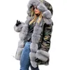 Women's Fur Hoodies Long Coat Oversize Faux Female Parkas Winter Cotton Fleece Warm Jacket Slim Women Fashion Hooded Overcoat