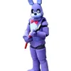 2018 Hochwertiges Five Nights at Freddy FNAF Toy Creepy Purple Bunny Maskottchen Kostüm Anzug Halloween Weihnachten Geburtstag Dress263D