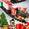 Decorações de Natal Decoração de Árvore de Natal Trem Trilho Quadro Carro Ferroviário com Som Light Rail Car Presentes de Natal Trem de Natal Brinquedos Elétricos 231027
