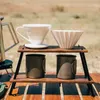 Camp Furniture Outdoor Portable Camping Walnut Wood Coffee Rack Table Folding Indoor Hand Brewed Supplies