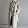 Wełniane mieszanki damskiej beżowej wełnianej kurtki kobiety jesienne zima swoboda lapów długie płaszcze Kobieta elegancka koreańska moda luźna przedwczesna płaszcz 231026