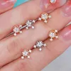 Stud Earrings Zircon Flower Women Niche Design Ear Bone Studs Stainless Steel Pin Pierced 2023 Tide