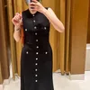 New Sandro Hollow V-neck Knitted Dress 2023 Black Basic & Casual Dresses