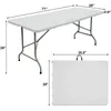 Camp Furniture SKONYON Folding Utility Table 6ft Fold-in-Half Portable Plastic Picnic Party Dining White Mesa Plegable Outdoor Camping
