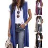 Gilet da donna Cappotto da donna a punto aperto Elegante gilet senza maniche di media lunghezza Cardigan morbido e traspirante per uno stile casual