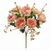 Fiori decorativi Piante Teste di fiori finti Bouquet Seta artificiale 7 Peonia Decorazione domestica Steli di erba