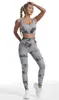 Leggings para mujer Tie Dye Conjunto de yoga sin costuras Fitness Sujetador deportivo Ropa interior Apretado Levantamiento de cadera Pantalones de cintura alta largos