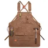 Schorten Duurzame goederen Heavy Duty gewaxt unisex canvas werkschort met gereedschapszakken Gekruiste rugbanden Verstelbaar voor houtbewerking Schilderen 231026