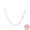 Chaînes 2024 39 5.5cm Collier pour femme 925 Argent Femme sur le cou Bijoux de perles colorées pour femmes filles dames