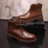 Botas cortas de piel de vaca para hombre, zapatos altos, botas cómodas de moda de estilo británico, botas de cuero con cremallera, primavera y otoño