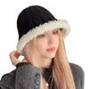 Wide Brim Hats Bucket Korean Women Wool Plush Panama Winter Warm Fisherman Hat Female Autumn Outdoor Lady Casual Caps for 231027