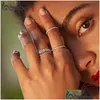 Кольца-кольца из стерлингового серебра 925 пробы, цветное кольцо с радужным цирконом для женщин, модная мода, ослепительный камень Cz, ювелирные изделия Gi Dhgarden Otyzt