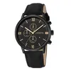 Montres-bracelets 1PC Montre à quartz noire Hommes Cadran romain Mode Date ronde pour le sport 231027