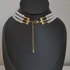 Collier ras du cou en perles d'imitation pour femmes, multicouches, accessoires de fête élégants, bijoux romantiques et intemporels, style de styliste C1421
