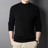 Suéter masculino de caxemira, meia gola alta, pulôveres de malha para jovens, suéter fino de malha, base básica, camisetas de malha