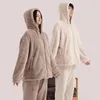 Men's Sleepwear Suit Autumn Couple Pajamas Zip Hooded Homewear Thickened Cloudy Fleece Padded Comfortable Can Be Worn Outside Warm Winter