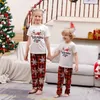 Family Matching Outfits Fashion 2023 Parent child Clothes Short Sleeve O Neck Pajamas Set Christmas Look Mommy and Me Clothing Sets 231027