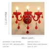 Настенный светильник OUFULA, красный свадебный кристалл, свеча в европейском стиле, роскошная гостиная, ресторан, спальня, вилла El