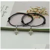 Charm Bracelets 2 Pcs/Lot Cross Couple Bracelet New Fashion White Black Color Charm Bracelets Gift For Friend Lover Handmade Dhgarden Ot5Jo