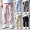 Men's Pants Pocket Adjustable Casual Solid Jogger Trousers Drawstring Hems