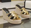 original box brands calfskin leather Cassandra wedge sandals Caged Wedge espadrille black nude brown High Heels Famous Outdoor 35-43