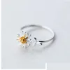 Bandringar Daisy Flower Elegant öppningsringar Kvinnor Justerbart bröllopsfest engagemang Finger Statement smycken gåva Drop D Dhgarden Otcho