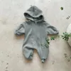 Pullover Baby Pocket Hooded Zip Up Jumpsuit Born Clothes Boy Comfy Romper With Zip Girls Climbing 231027