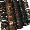 全体のロットバルクランダム50pcs 30pcsロットパンクメンズレザーブレスレットFemme Pulseras BileklikカップルブレスレットメンジュエリーW291O