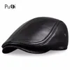 Berets HL041 Men's Leather Baseball Cap Brand Style Schaapleer Beret Sboy riem jagen Gatsby Black Caps Hats 231027