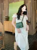 Casual Dresses Vintage Solid Strap Dress Women Basic Off Shoulder Y2k Midi Office Lady Beach Party One Piece Korean Fashion 2023 Summer