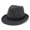 ベレー帽Fedora Hats Men Wool Cap Autume Winter Warm Hat Classical Panama Mens Jazz Fedorasキャップ