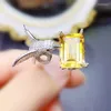 Küme halkaları doğal gerçek sarı sitrine halka kuş lüks stili 10 14mm 7.5ct taş 925 Sterling gümüş ince mücevher j23933