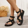 Sandals Women 2023 Set Toe Polyurethane Thick Sole Casual Roman Style Through The Ring Ankle Buckle