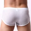 Zbadania See-Through Mesh Bokserki bokserki bokserki seksowne luźne torebka penisa męskie majtki aro pant oddychające swobodne szorty domowe