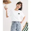 女性のTシャツTOYOUTH女性Tシャツ2023夏の半袖丸いネックルーズティー漫画シルエットカジュアルオールマッチトップ