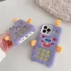 Mobiele telefoon hoesjes schattig pluche Monster telefoonhoesje iPhone 15 14 13 Pro Max Kawaii Cartoon bont pluizige cover 15 Pro Funda 231026