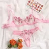 Sexy Set Woman Pieces Lingerie Floral Embroidery Underwear Transparent Lace Short Skin Care Kits Delicate Fairy