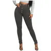 Jeans pour femmes Femmes Sport Pantalon Taille haute 5 Bouton Push Up Bulifting Sexy Pantalon colombien