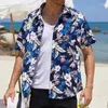 Casual overhemden voor heren, overhemd, zomer, Hawaiiaanse bloemen, grafische prints, buitenstraat, korte mouwen, button-down printkleding