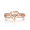 Bandringen Dubbele Eerlijke Romantische Hartringen Voor Vrouwen Bruiloft Verloving Vinger Midi Ring Kristal Accessoires Mode Jewelr Dhgarden Otmfg