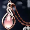 Hängen Water Drop Rose Quartz Necklace For Women Gemstone 925 Silver med 18K Gold Plated Chain Fine Jewelry