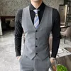 Men's Suits High-quality Fashion Suit (suit Vest Trousers) Trend Handsome High-end Boutique Striped Groom Wedding Three-piece Set