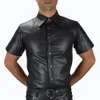 Men's T-Shirts Men Wetlook Faux Leather Shirts PU T Sexy Fitness Tops Gay Latex T-shirt Tees Stage Tee Party Clubwear1213k