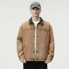 Autumn Men S Baggy Denim Vintage Street Fashion Lapel Ing Brown Casual Jacket Japanese Streetwear Male XL