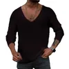 Pulls pour hommes Hommes Pull de couleur unie Col en V Polyvalent Loose Fit Tricots décontractés pour le printemps