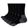 Meias esportivas masculinas de algodão com fundo felpudo espesso para absorção confortável, caminhadas e viagens, 5 pares/pacote