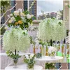 装飾的な花の花輪wisteriaの木ぶら下げ人工結婚式の宴会テーブルセンター装飾エルファミリーガーデンクリスマスドロDhql3
