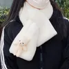 Шарфы с милым мультяшным медведем, женский студенческий зимний зимний корейский стиль, теплый плюшевый утепленный шарф из искусственного меха с крестом, осенний подарок для девочек