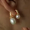 Stud Ins Wind Avant et arrière Taille Perle Boucles d'oreilles S925 Sier Aiguille Tendance All-Match Mode 18K Or Femmes Bijoux Cadeau Accessoires Dro Dhunq